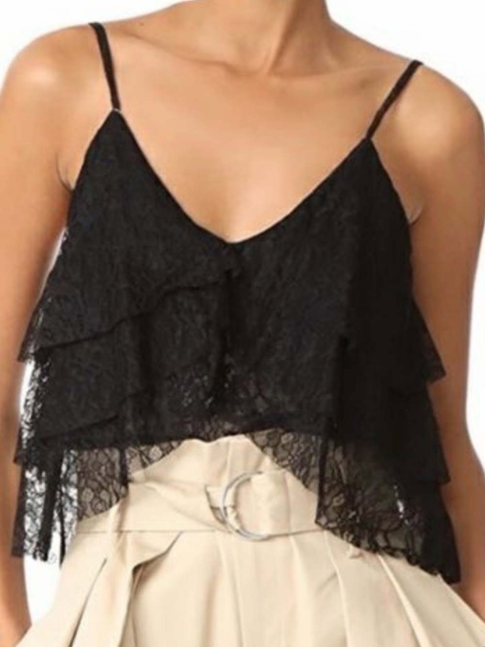 Alice + Olivia Vanessa  Black Lace Tiered Cami